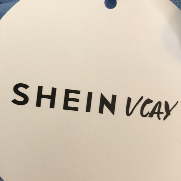 SHEIN VCAY Guipure Lace Insert Cami Mini Sundress Light Blue Dress Size 3XL - Picture 3 of 11